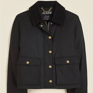 J. Crew Women's Cropped Barn Jacket Black Utility Jacket with Gold Buttons